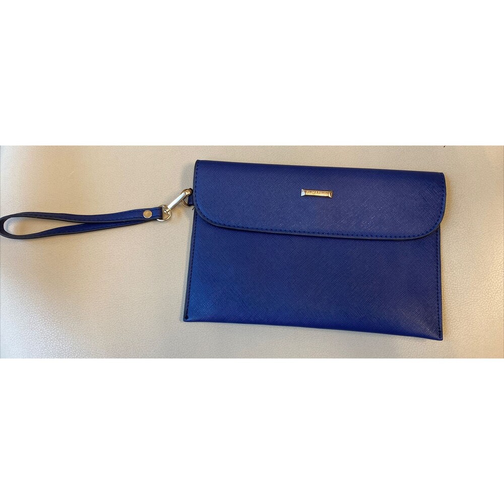 Elim & Paul Blue Faux Saffiano Leather Clutch